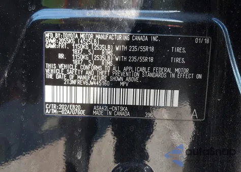 2018 Toyota Rav4 Se from USA, damaged, VIN 2T3NFREV6JW445160